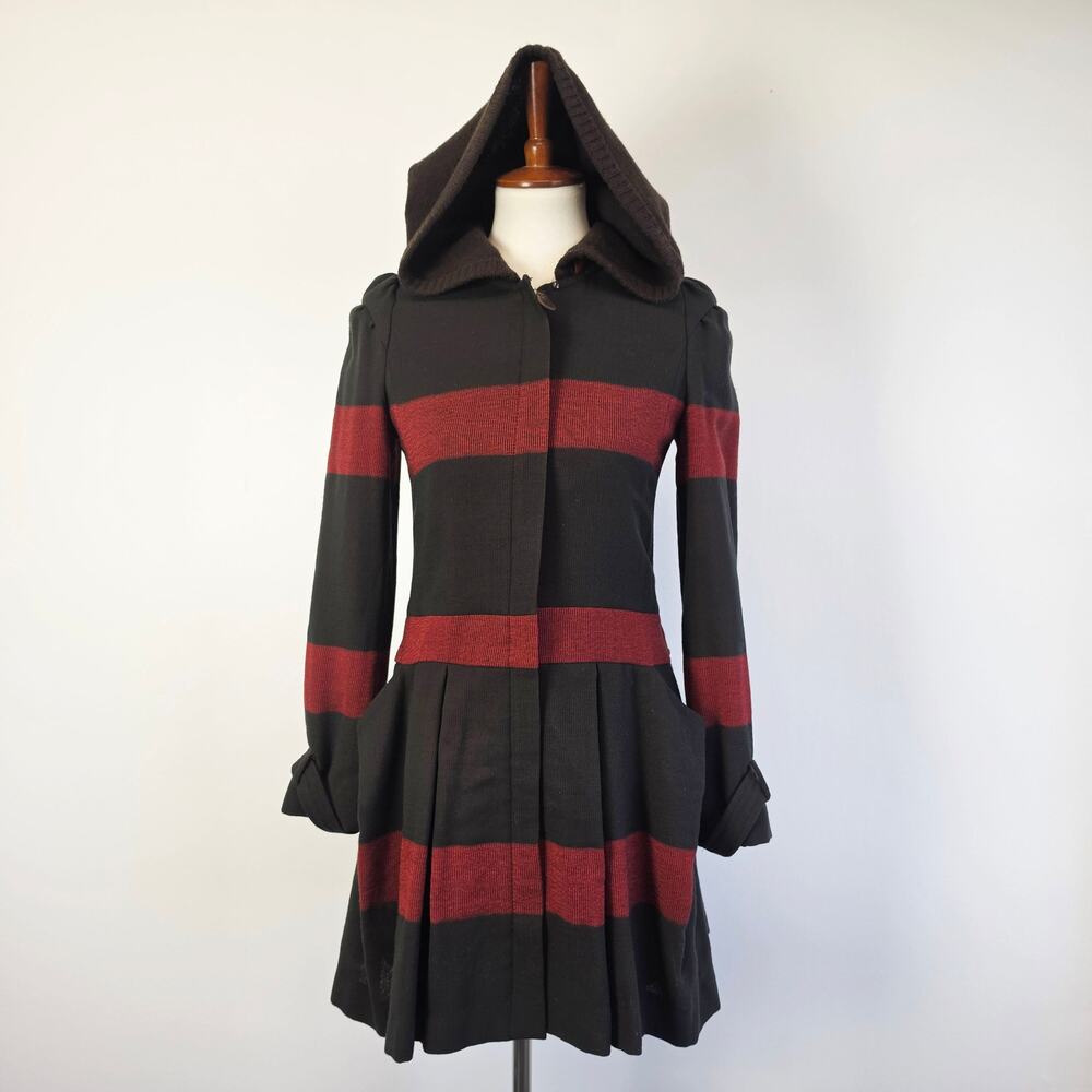 Vintage Y2K Jill Stuart Hooded Striped Jacket Sz S Alt Emo Punk